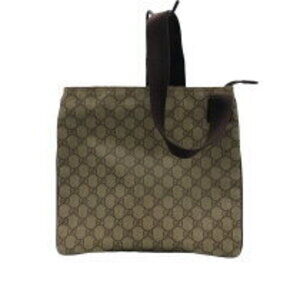 Gucci bag shoulder brown GG canvas leather Monogram trim Plus
